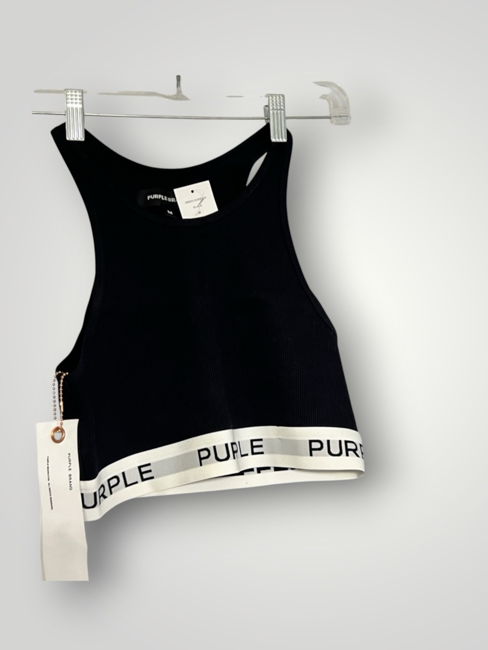 Purple Brand Black Ribbed Cropped NWT